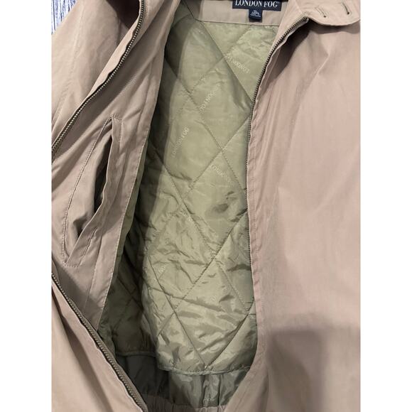 London Fog Zip Front Bomber Jacket Tan/Khaki Lined  Size XL Long - Picture 2 of 8